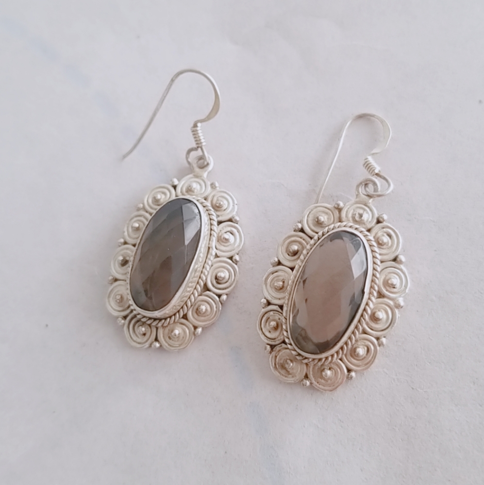 Smoke quartz earrings.